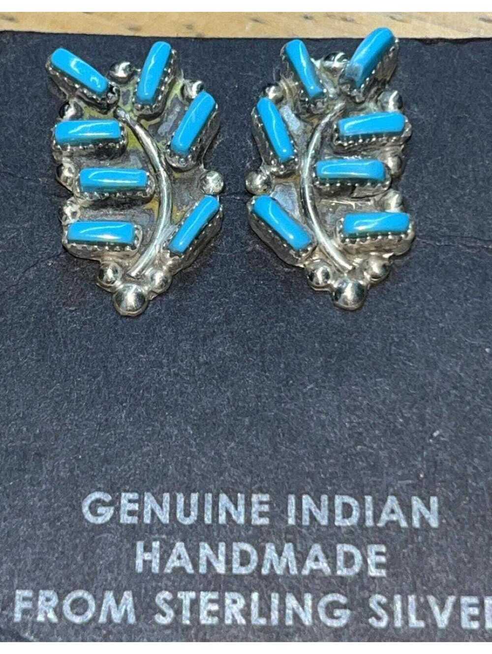 Native American Zuni jewelry handmade sterling silver turquoise earrings post